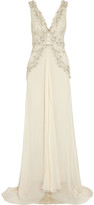 Thumbnail for your product : Temperley London Romily embellished silk-blend chiffon gown