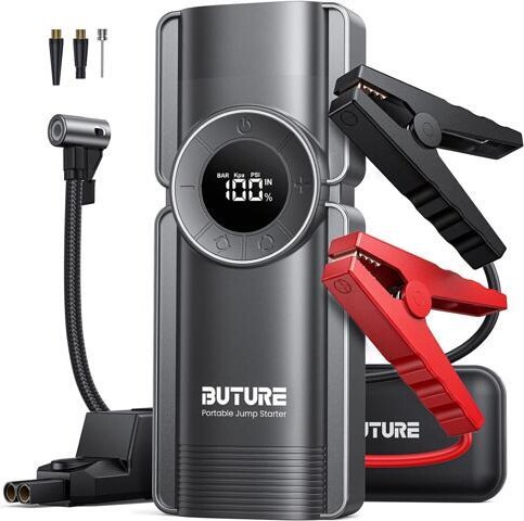 CELUX Portable Car Jump Starter with Air Compressor, BUTURE 150PSI 2500A Jump Starter Battery Pack (8.5 Gas/8.0L Diesel), Safe Car Jumper Box with...