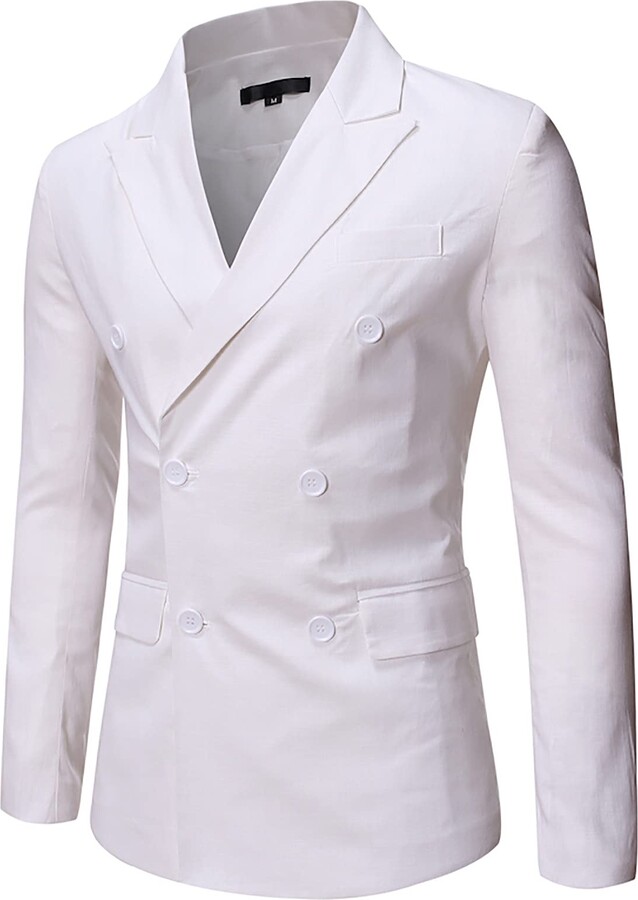 LUCKME Mens Blazer Jacket Regular Fit Plain Suit Jacket Two Breasted