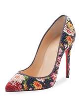 Thumbnail for your product : Christian Louboutin Pigalle Follies Quilted Floral 100mm Red Sole Pump, Multi