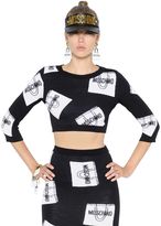 Thumbnail for your product : Moschino Cropped Shopping Bags Wool Sweater