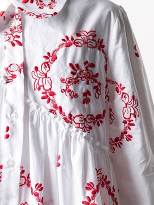 Simone Rocha Embroidered Ruffled Long Shirt