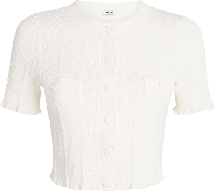 Sandro Cable-Knit Cropped Cardigan