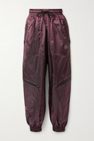 Thumbnail for your product : adidas by Stella McCartney Zip-detailed Metallic Shell Track Pants - Burgundy