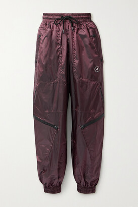 adidas by Stella McCartney Zip-detailed Metallic Shell Track Pants - Burgundy