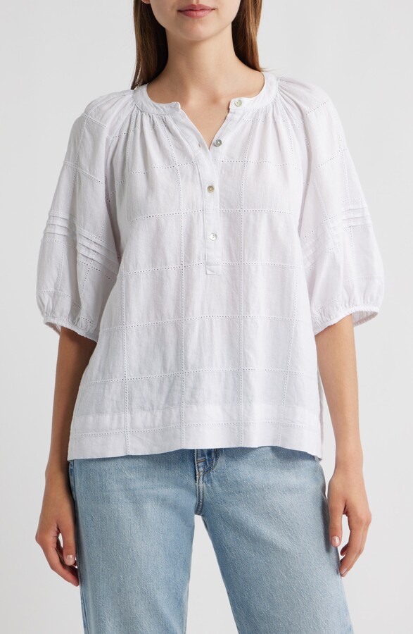 Rails Shoshanna Puff Sleeve Linen Blend Top