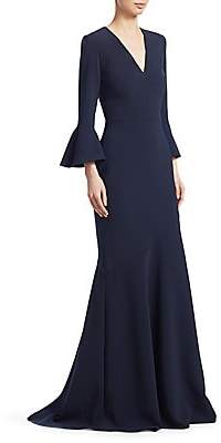 Theia Women's Bell Sleeve V-Neck Gown