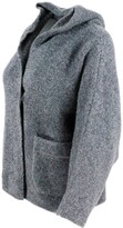 Thumbnail for your product : Fabiana Filippi Oversized Jacket Sweater With Long-sleeved Hood With Button Closure And Patch Pockets With Monili In Wool And Alpaca Blend