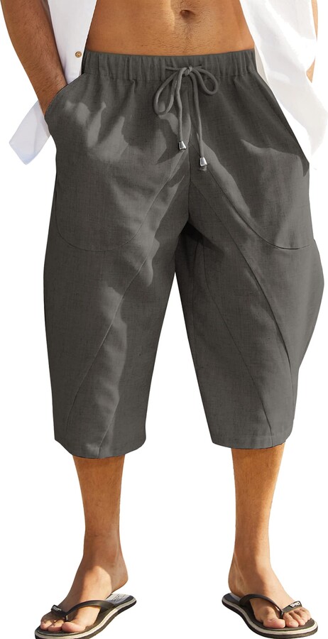 COOFANDY Men Hippie Harem Pants Baggy Linen Cotton Boho Yoga Pants