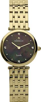 Mother of Pearl Michel Herbelin Epsilon Women's Quartz Watch with Dial Analogue Display and Gold Stainless Steel Gold Plated Bracelet 1045/BP99
