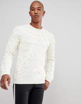 Thumbnail for your product : ASOS DESIGN Sweater With All Over 3D Design In Ecru