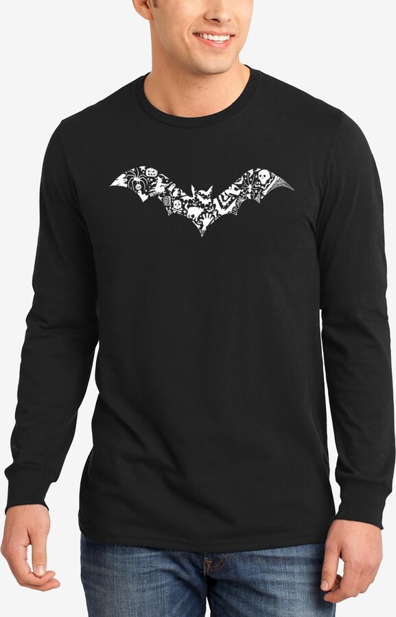 La Pop Art Men's Halloween Bat Word Art Long Sleeve T-Shirt