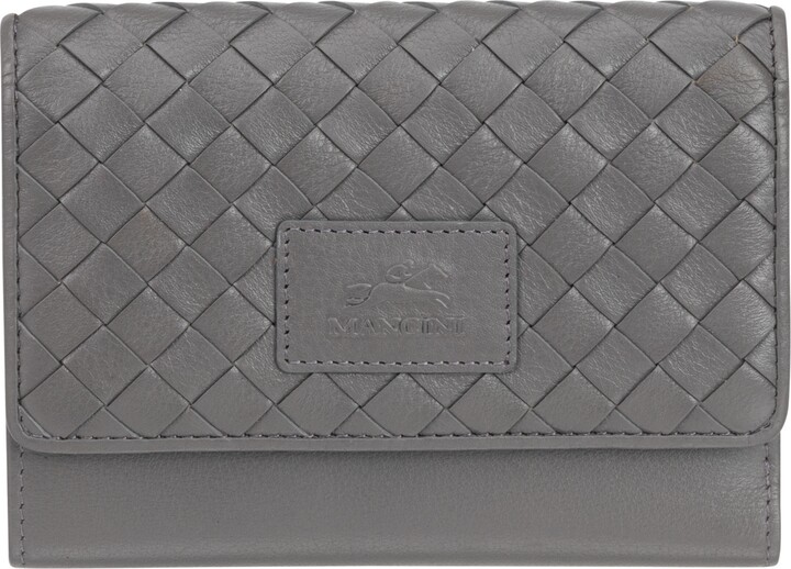 Mancini Women's Basket Weave Collection Rfid Secure Mini Clutch Wallet