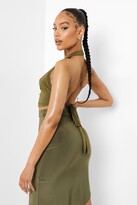 Thumbnail for your product : boohoo Double Layer Slinky Tie Back Halterneck Top