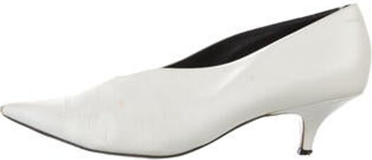 Celine Leather Pumps White Pointed-Toes Platform Unfortunately, due to restrictions, this item may not be eligible for shipping in all areas.