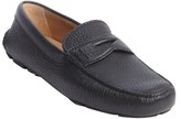 Thumbnail for your product : Prada black leather logo imprint slip-on loafers