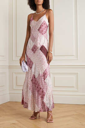 LoveShackFancy Mackie Patchwork Floral-print Silk-satin And Crochet Maxi Dress - Pink