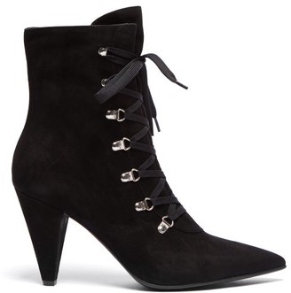 Gianvito Rossi Lace-up Suede Ankle Boots - Womens - Black Gianvito Rossi Lace-up Suede Ankle Boots - Womens - Black