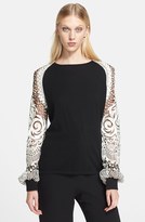Thumbnail for your product : Naeem Khan Embroidered Sleeve Cashmere Knit Sweater