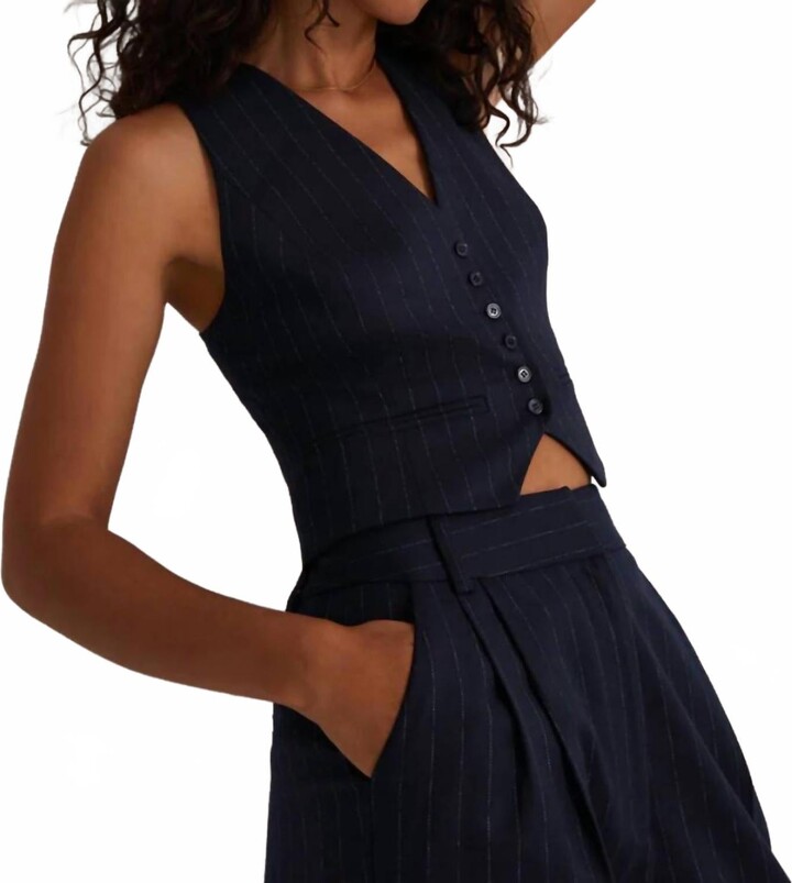Favorite Daughter Favorite Vest In Navy Pinstripe