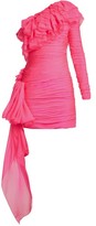 Thumbnail for your product : Dundas One-shoulder Tiered-ruffle Mini Dress - Pink