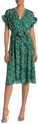 max studio ruffle sleeve midi dress