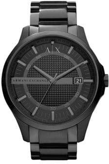 Armani Exchange Mens Black Stainless Steel Quartz Watch