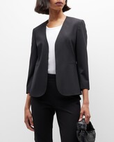Thumbnail for your product : Theory Lindrayia Open-Front 3/4-Sleeve Traceable Wool Suiting Jacket