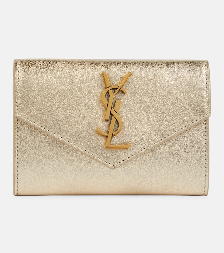 Saint Laurent Tricolor YSL Monogram Small Envelope Leather Wallet on Chain
