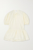 Thumbnail for your product : Renaissance Renaissance + The Vanguard Fran Crinkled Cotton-blend Peplum Blouse - Cream