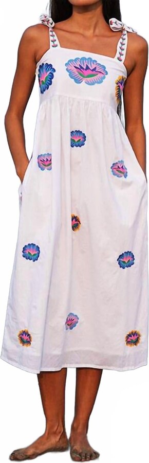 Nimo with Love Agate Flower Dress In White - Lotus