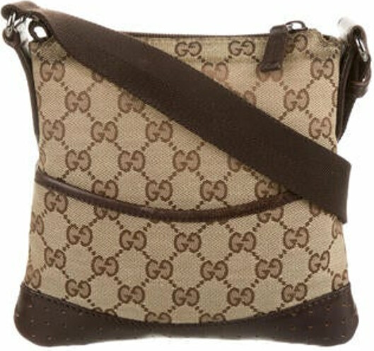 Gucci GG Canvas Perforated Leather Small Flat Messenger Bag - ShopStyle