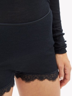 Hanro Lace-trimmed Merino Wool-blend Pyjama Shorts - Black