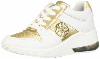guess white and gold shoes