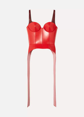 Alexander McQueen Two-tone Leather Bustier Top - Red