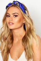 Thumbnail for your product : boohoo Colour Trim Leopard Satin Headscarf