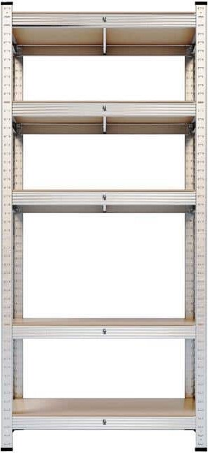 5-Tier Utility Shelves, Metal Storage Shelves Garage Shelving Unit Adjustable Garage Storage Shelves & Racks in Silver