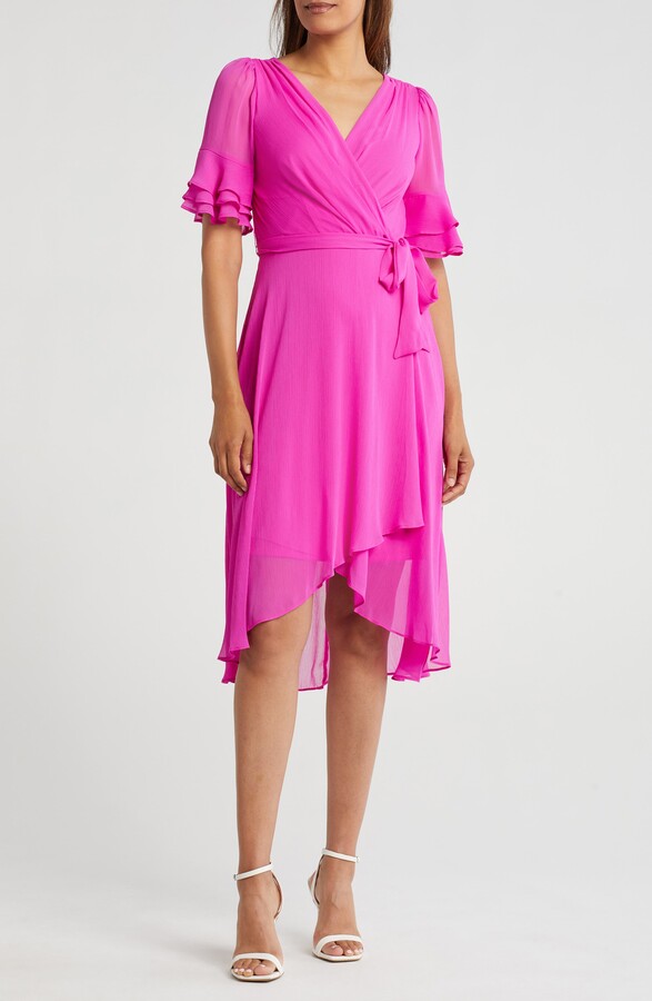 Ruffle Tie Waist Midi Dress