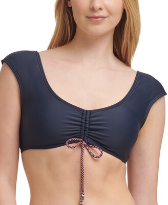 Tommy Hilfiger Ruched Cap-Sleeve Bikini Top Women's Swimsuit - ShopStyle