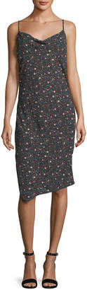 AG Jeans Gia Cowl-Neck Sleeveless Floral-Print Midi Dress