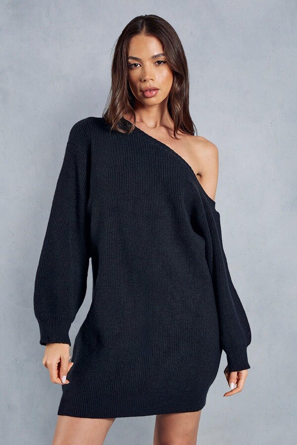 MissPap Knitted Oversized Off The Shoulder Jumper Dress - ShopStyle