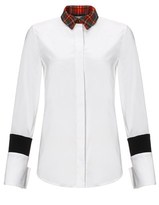 Thumbnail for your product : Preen by Thornton Bregazzi White Tartan Collar Bo Shirt