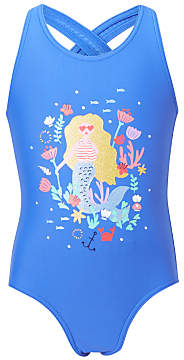John Lewis & Partners Girls' Mermaid Print Swimsuit, Blue
