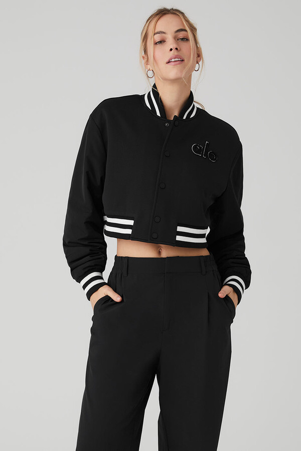 Alo Yoga  Cropped G.O.A.T Jacket in Black, Size: XS - ShopStyle