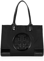 ella mini patent leather trimmed nylon tote