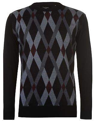 Pierre Cardin Mens Crew Argyle Jumper Sweater Pullover Long Sleeve Neck Regular