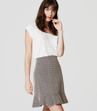 LOFT Tile Jacquard Flounce Skirt