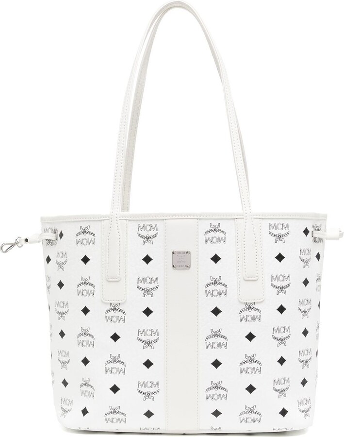 MCM White Visetos Reversible Leather Tote Bag Multiple colors