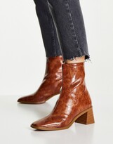 Thumbnail for your product : ASOS DESIGN Raider mid heel ankle boots in tan