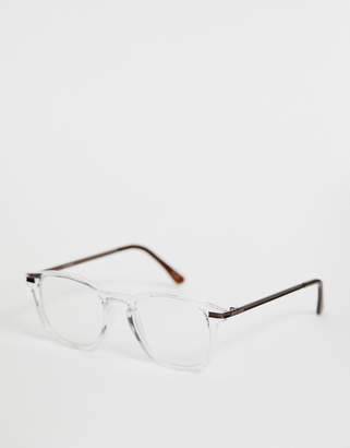 clear Asos Design ASOS DESIGN crystal glasses in with lens and bronze metal temples